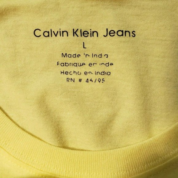 Vintage Calvin Klein Yellow T Shirt Size Large - Picture 5 of 5